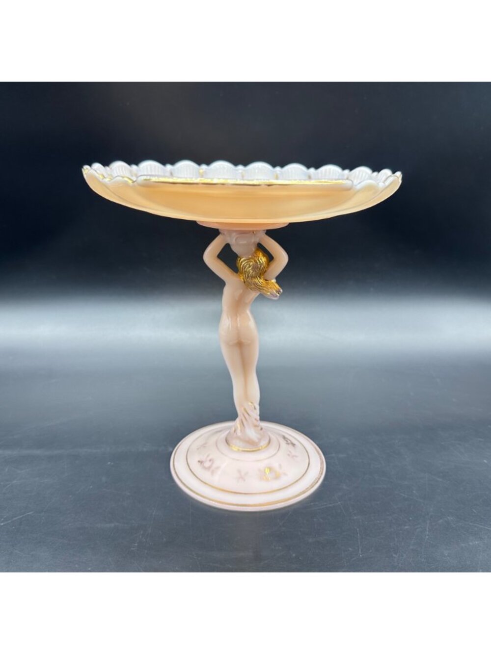Cambridge Crown Tuscan Statuesque Nude Sea Shell Compote Charleton Roses Pink - Picture 4 of 14
